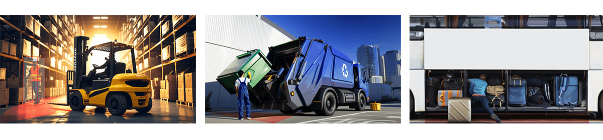 Anti-pinch system for forklifts and garbage trucks